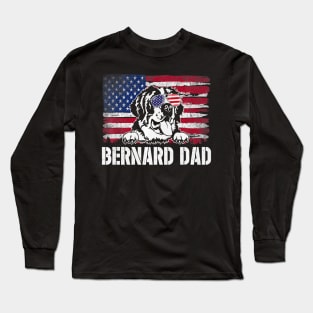 Bernard Dad US American Flag Vintage Father's Day Long Sleeve T-Shirt